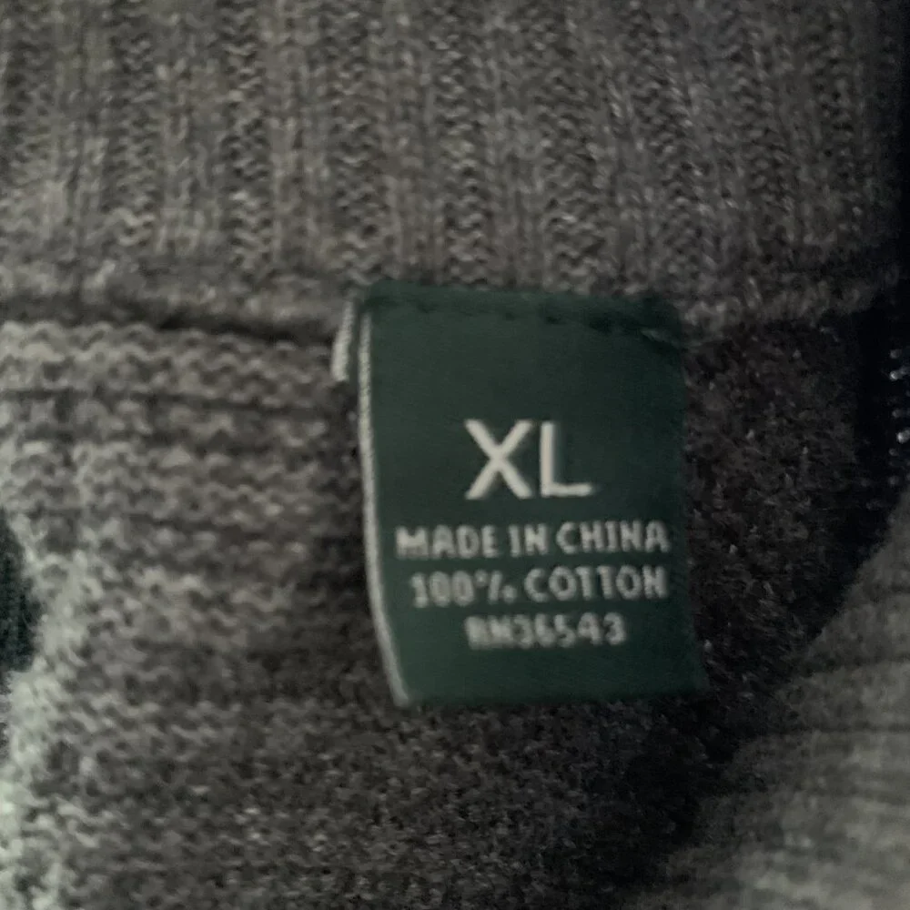 G.H. BASS & CO. MEN'S DARK GRAY 1/4 BUTTON MOCK‎ NECK SWEATER SIZE XL-EUC